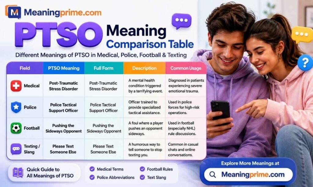 PTSO Meaning Comparison Table