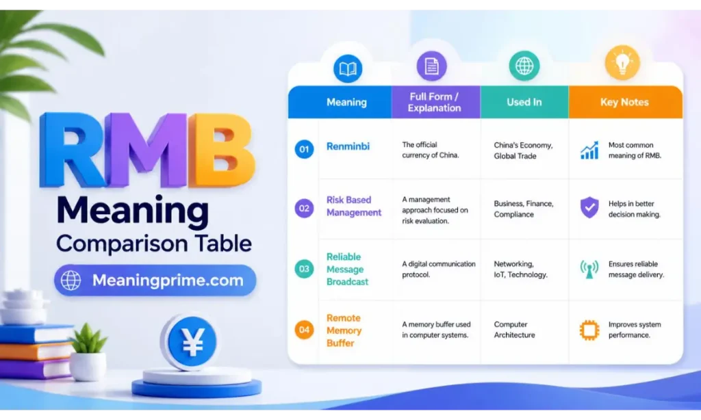 RMB Meaning Comparison Table