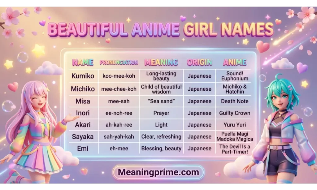 Beautiful Anime Girl Names