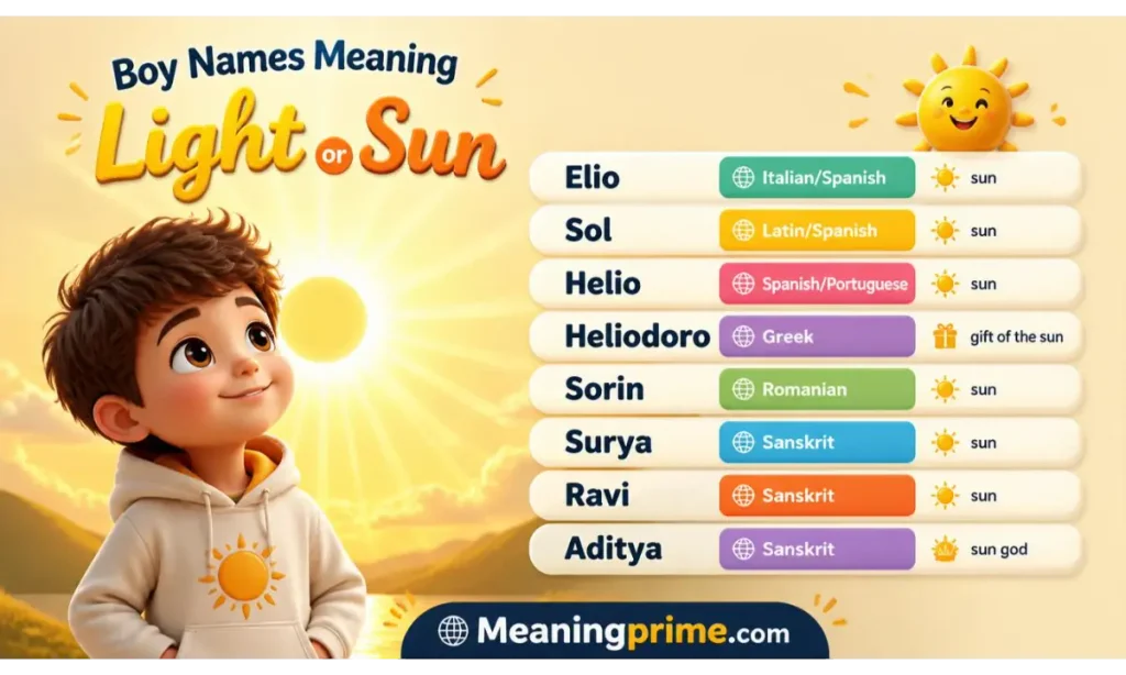 Boy Names Meaning Light or Sun