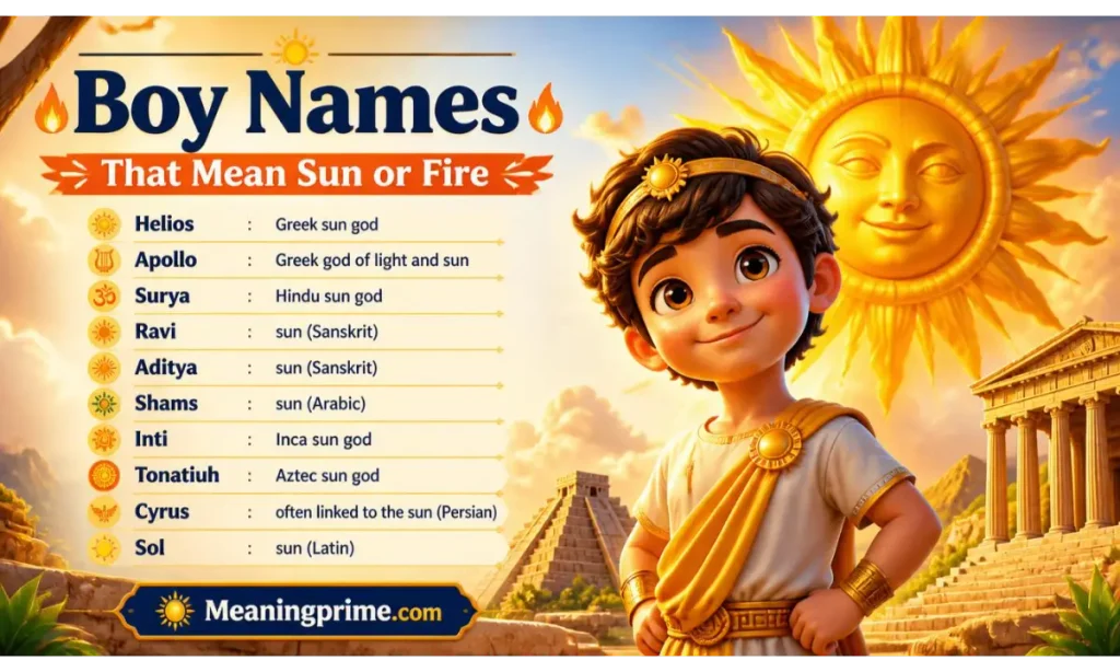 Boy Names That Mean Sun or Fire