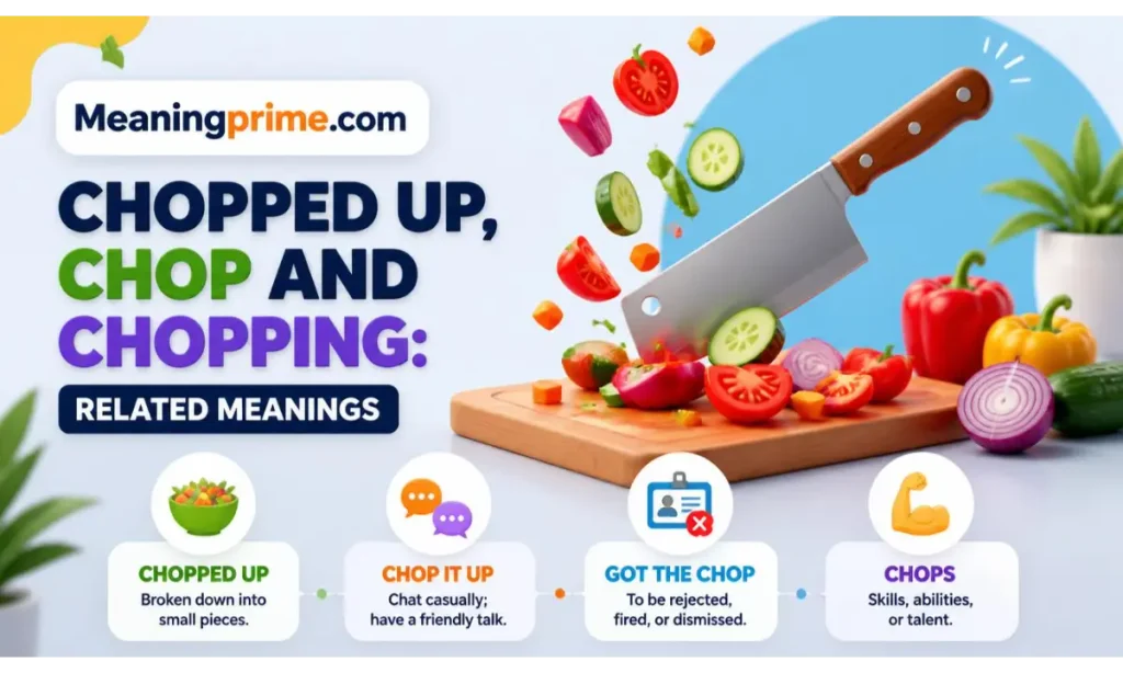 Chopped Up, Chop and Chopping Related Meanings