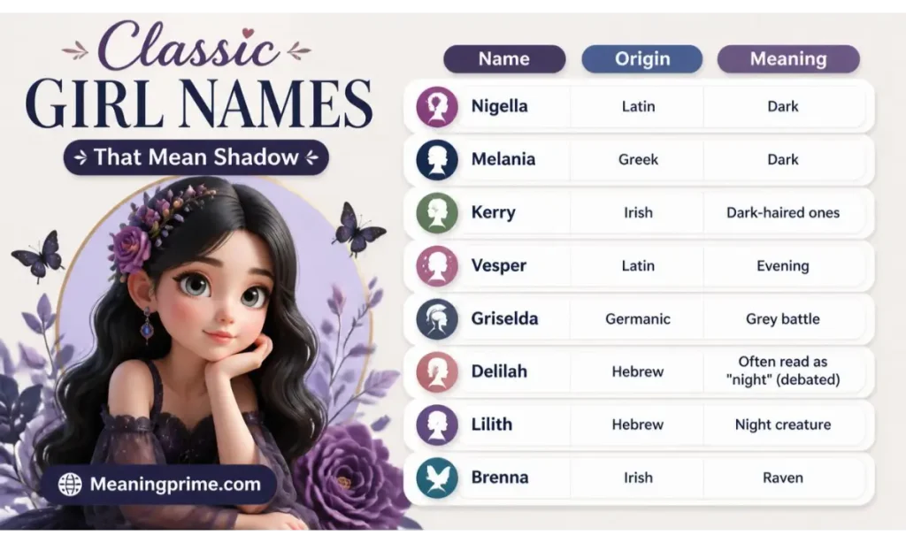 Classic Girl Names That Mean Shadow
