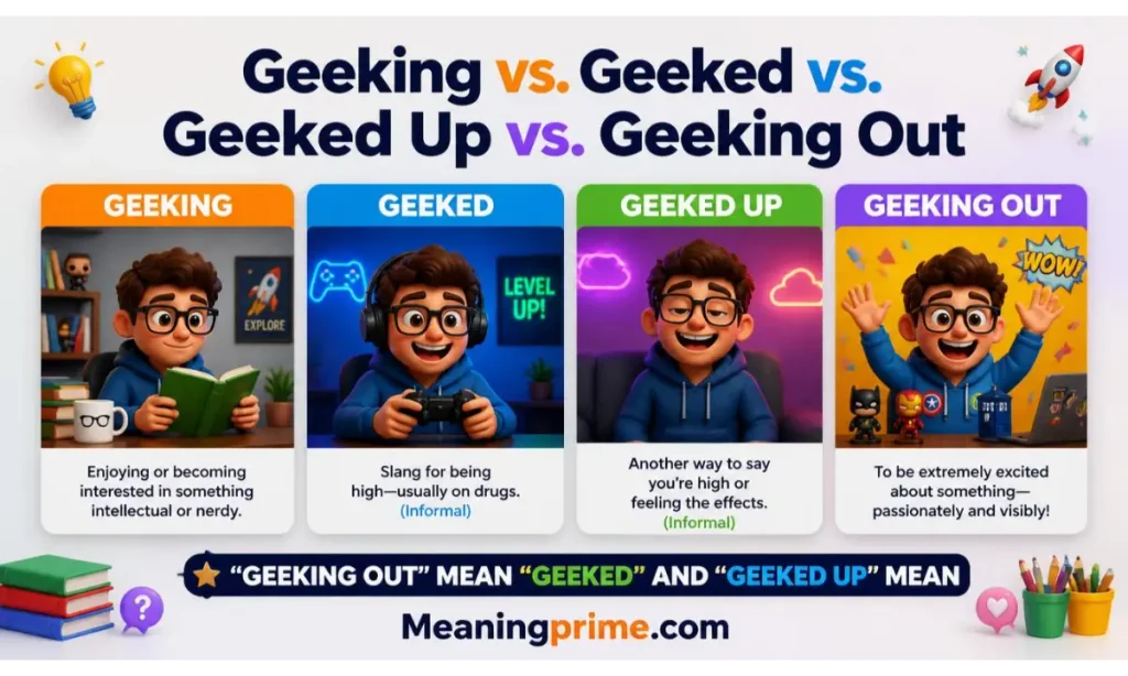 Geeking vs. Geeked vs. Geeked Up vs. Geeking Out