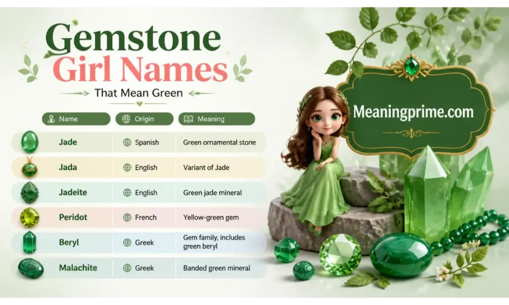 Gemstone Girl Names That Mean Green