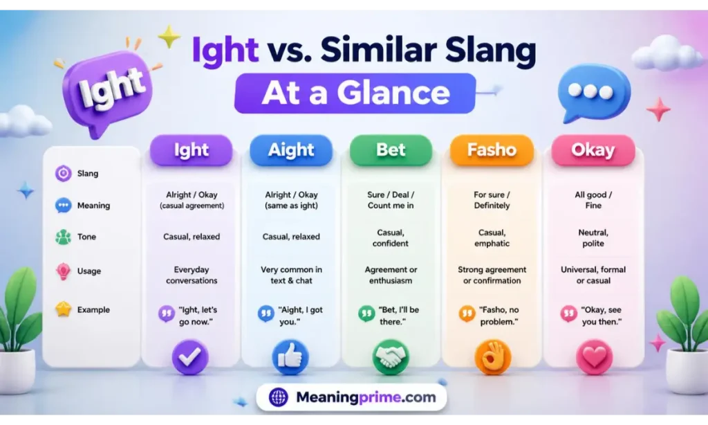 Ight vs. Similar Slang at a Glance