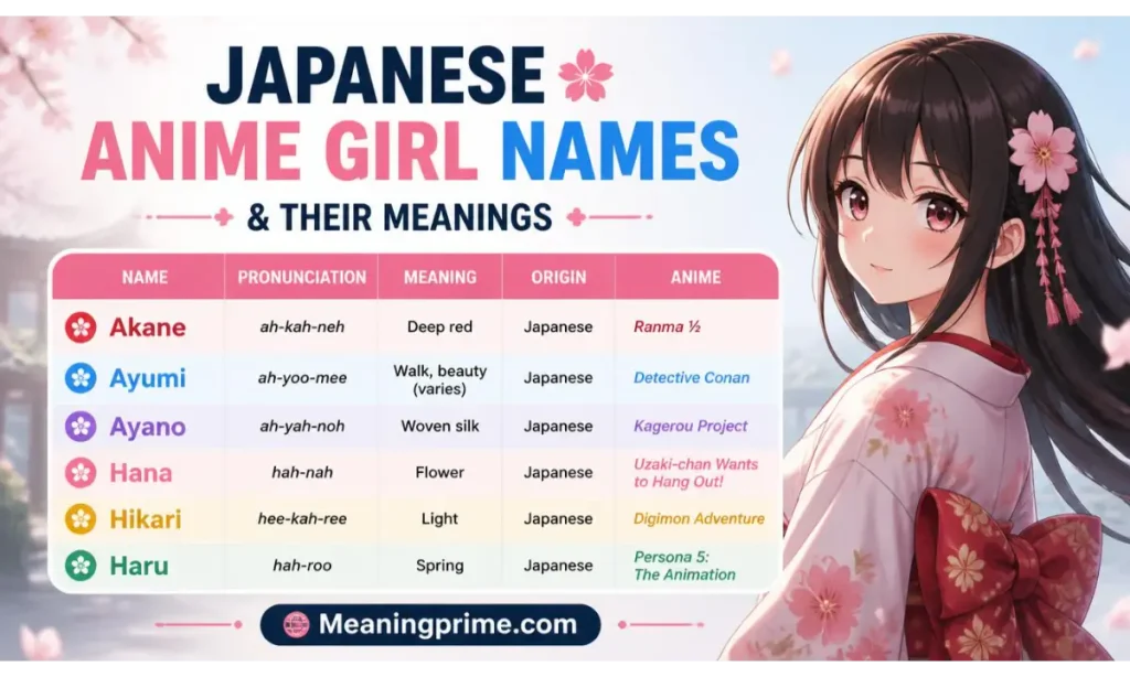 Japanese Anime Girl Names & Their Meanings