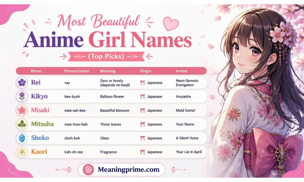 Most Beautiful Anime Girl Names