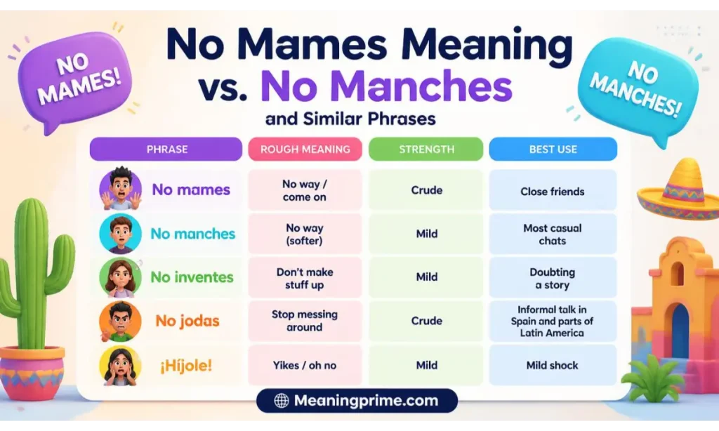 No Mames Meaning vs. No Manches and Similar Phrases