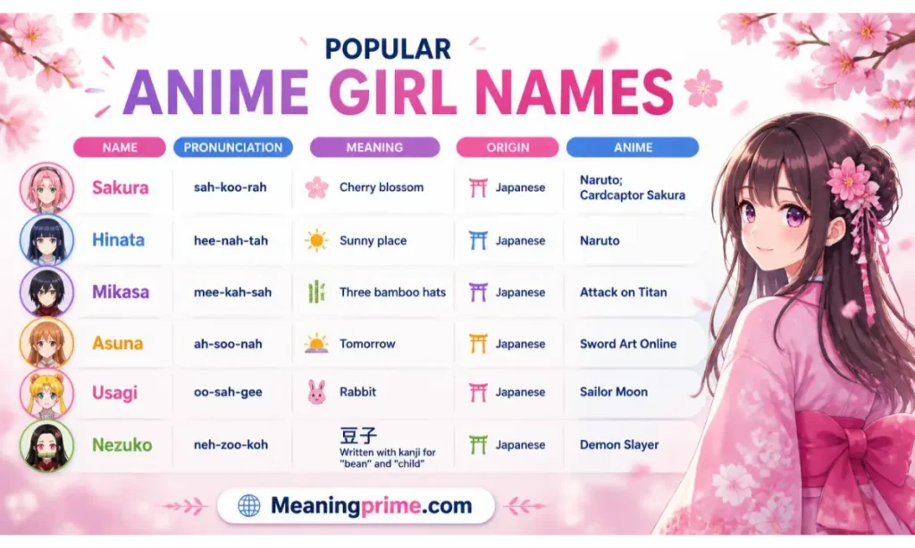 Popular Anime Girl Names