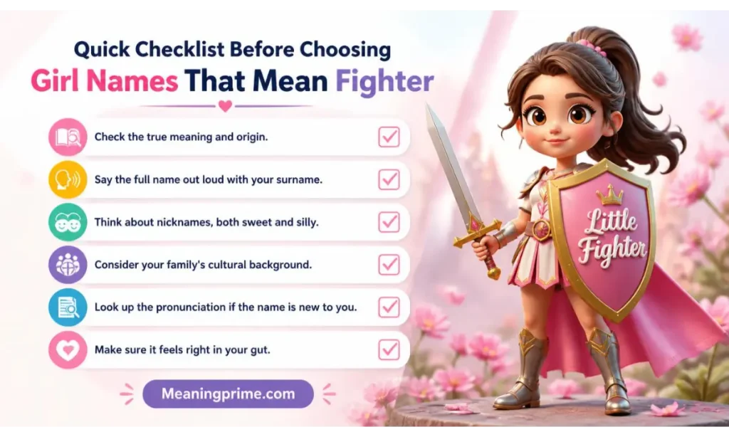 Quick Checklist Before Choosing Girl Names That Mean Fighter