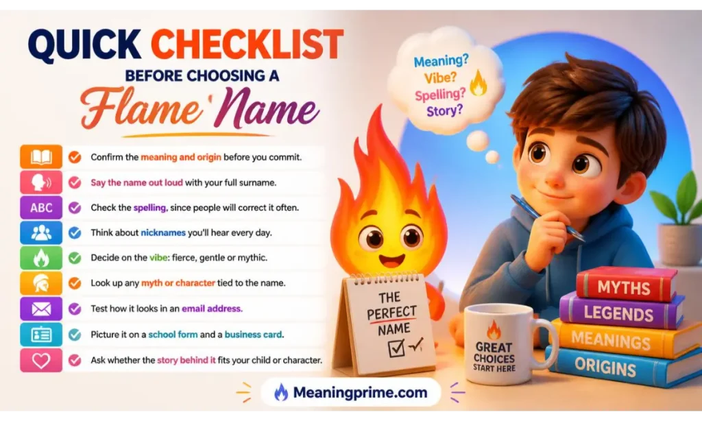Quick Checklist Before Choosing a Flame Name