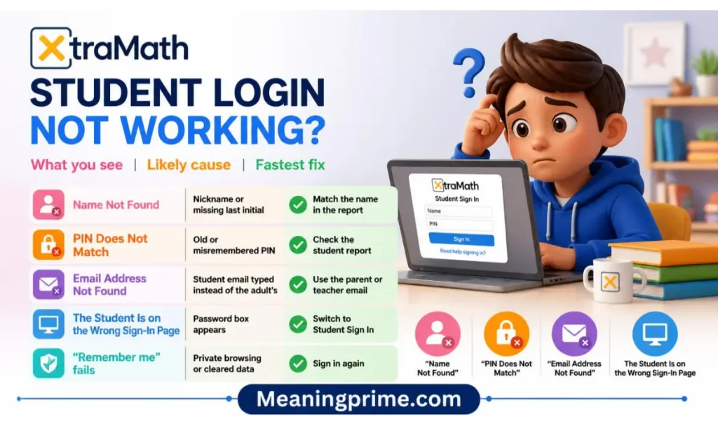 XtraMath Student Login Not Working